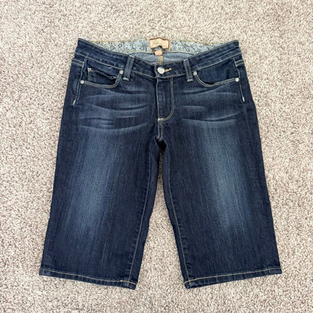 Paige Canyon Short Blue Jeans Denim Bermuda Long Shorts Low Rise Women's 27